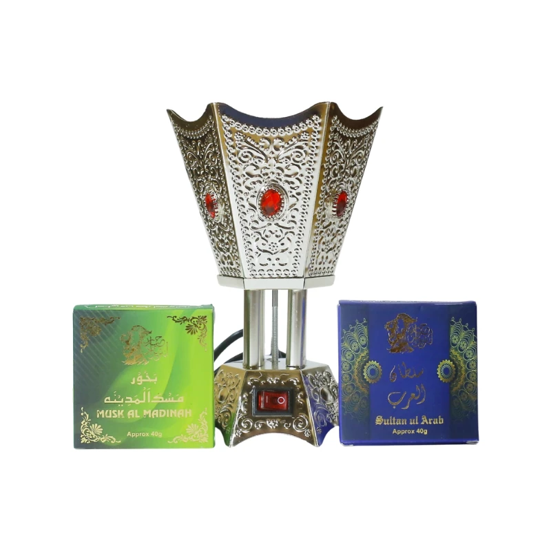 Crown Silver Electric Bakhoor Burner | 2 Free Bakhoors Included - Image 2